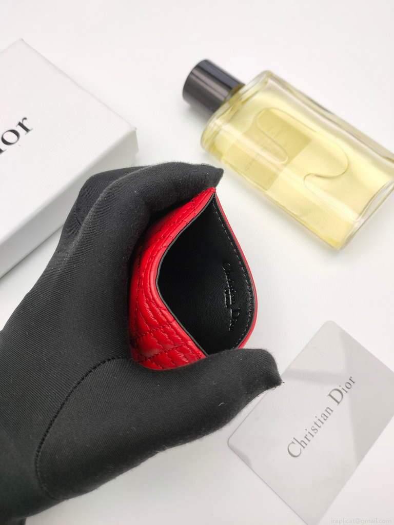 Dior S0126 Dioramour Lady Dior card holder Red Patent Cannage Calfskin