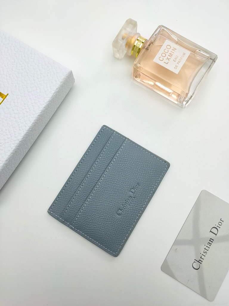 Dior S2098 Wallet 30 Montaigne card holder M928 Light Blue Grained Calfskin