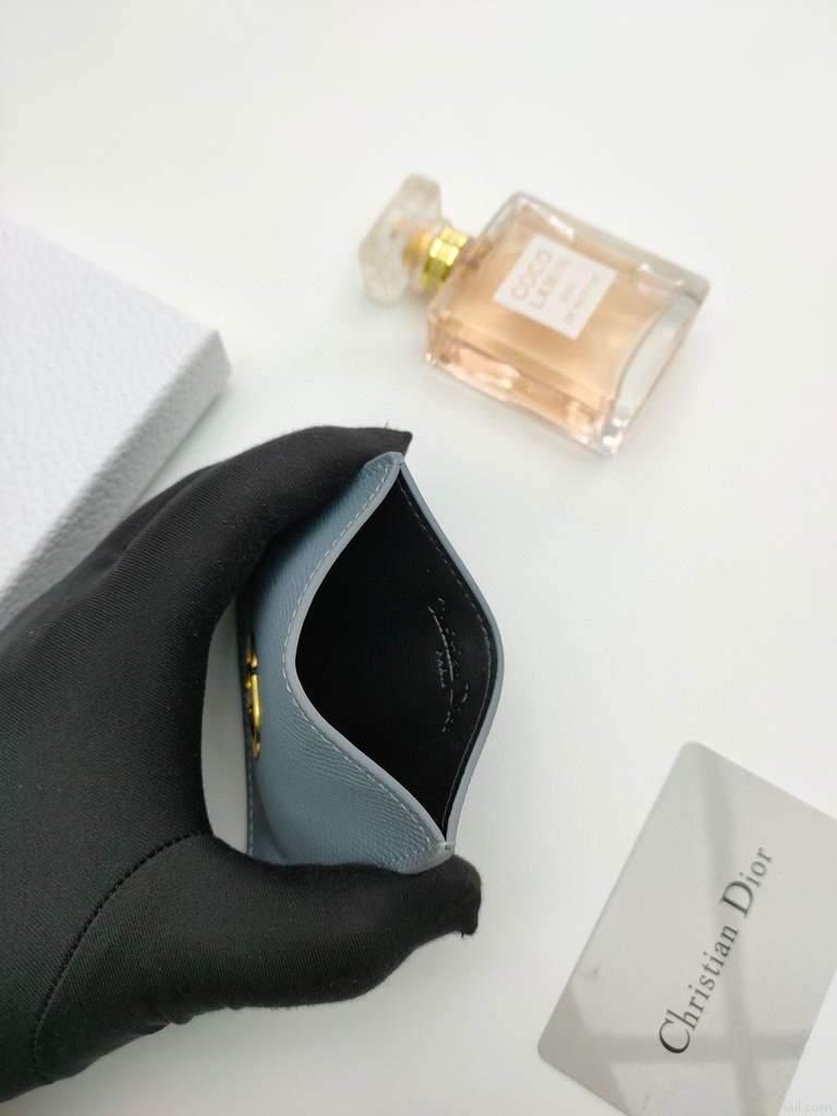 Dior S2098 Wallet 30 Montaigne card holder M928 Light Blue Grained Calfskin