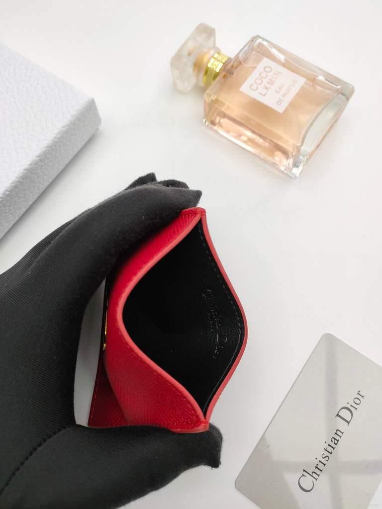 Dior S2098 Wallet 30 Montaigne card holder M928 Red Grained Calfskin