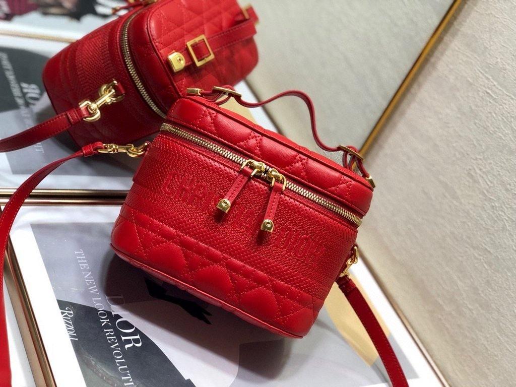 Dior S5488 Small Diortravel Vanity Case in Red Lambskin