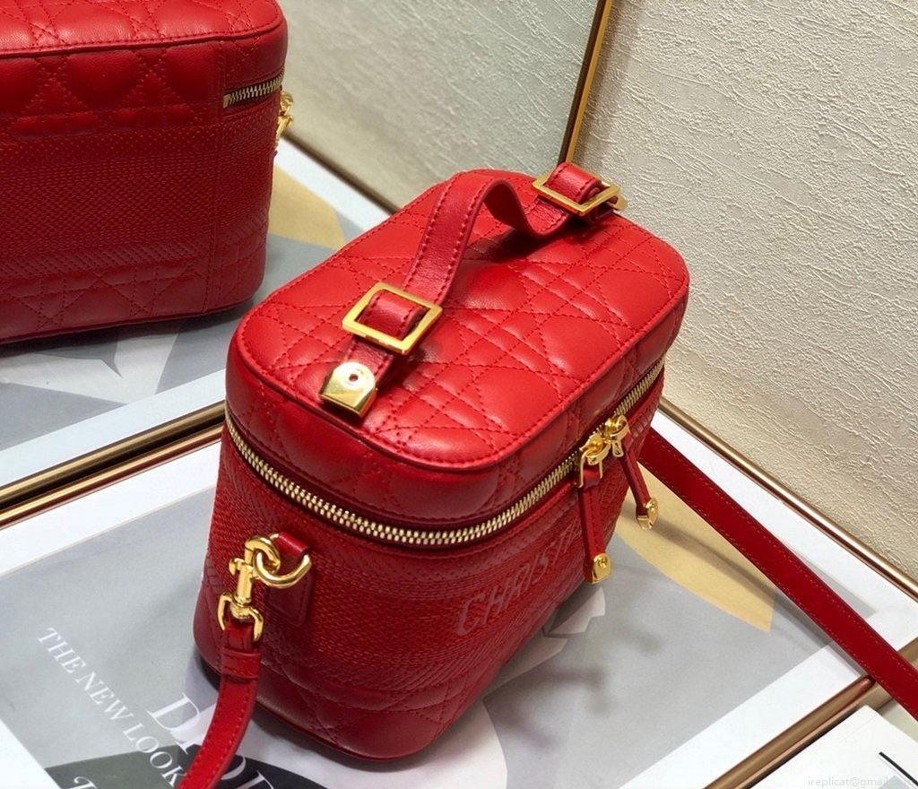 Dior S5488 Small Diortravel Vanity Case in Red Lambskin
