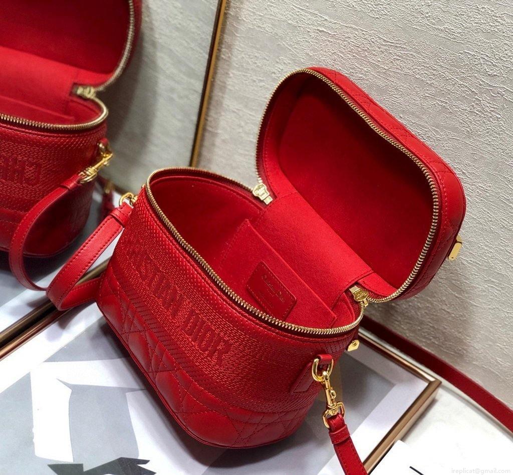 Dior S5488 Small Diortravel Vanity Case in Red Lambskin