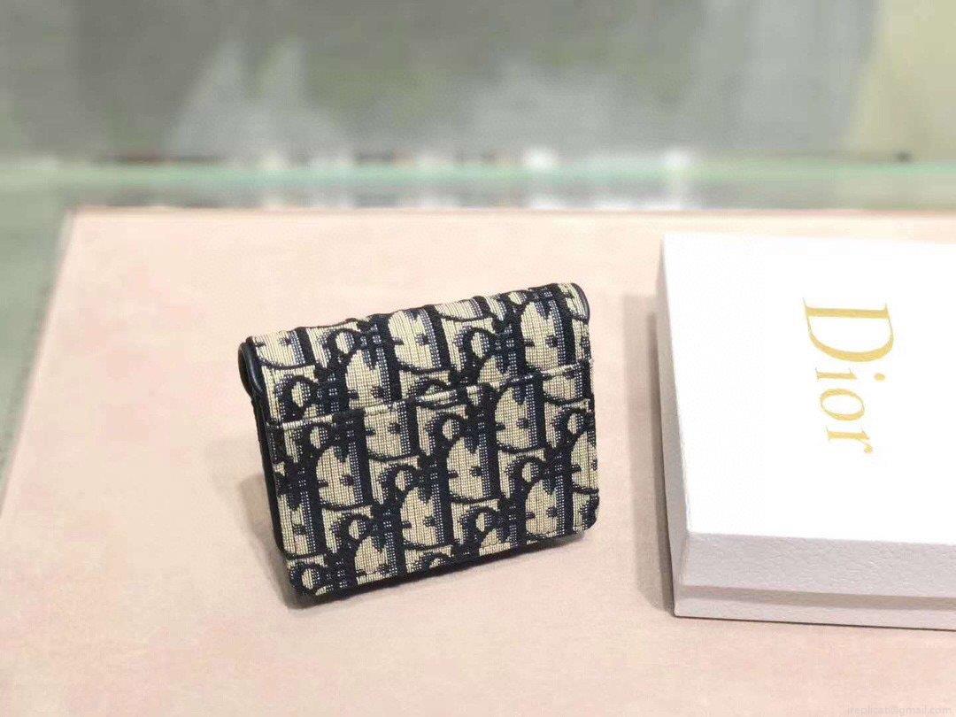 Dior S5652 Dior Saddle Lotus Wallet Bag Oblique Blue