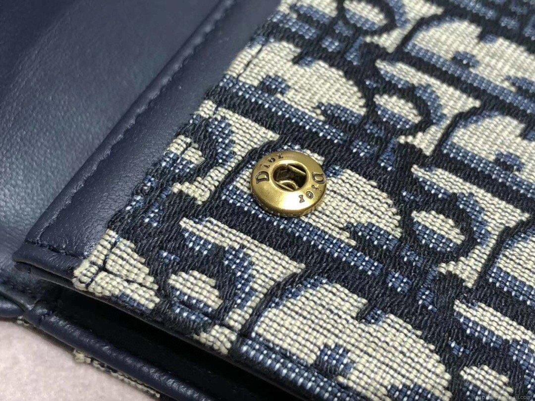 Dior S5652 Dior Saddle Lotus Wallet Bag Oblique Blue