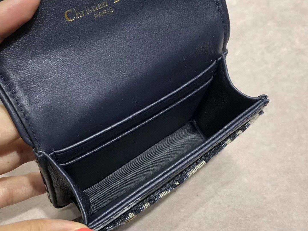 Dior S5652 Dior Saddle Lotus Wallet Bag Oblique Blue