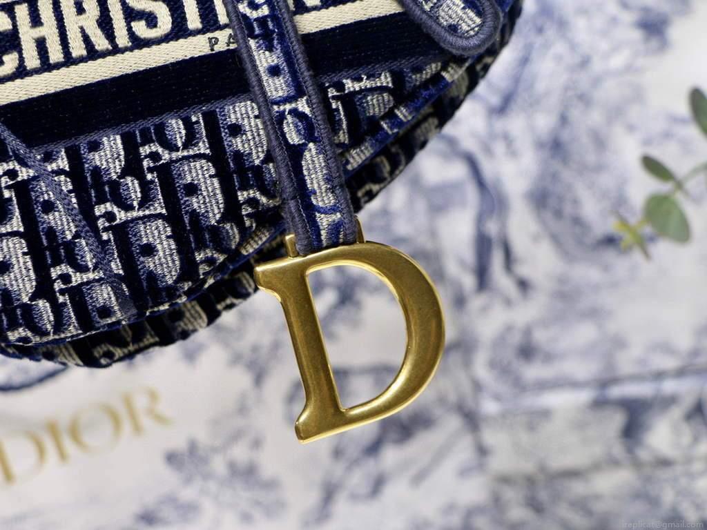 Dior M0446 Dior Saddle Bag Blue Dior Oblique Jacquard