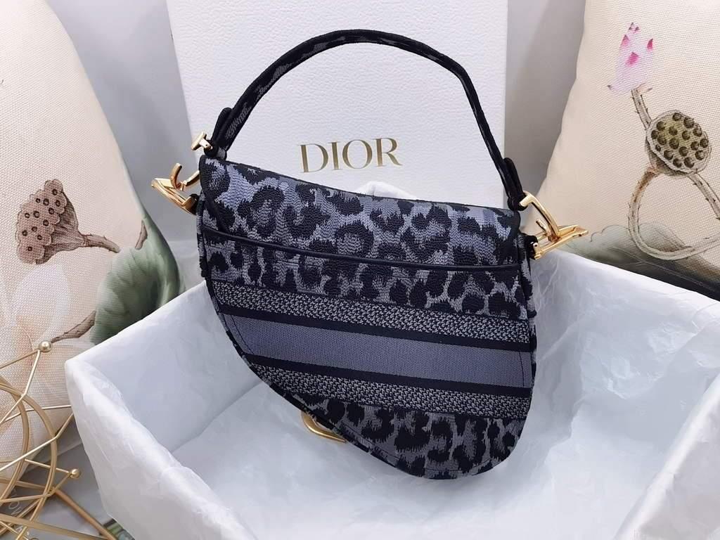 Dior M0446 Dior Saddle Bag Gray Multicolor Mizza Embroidery