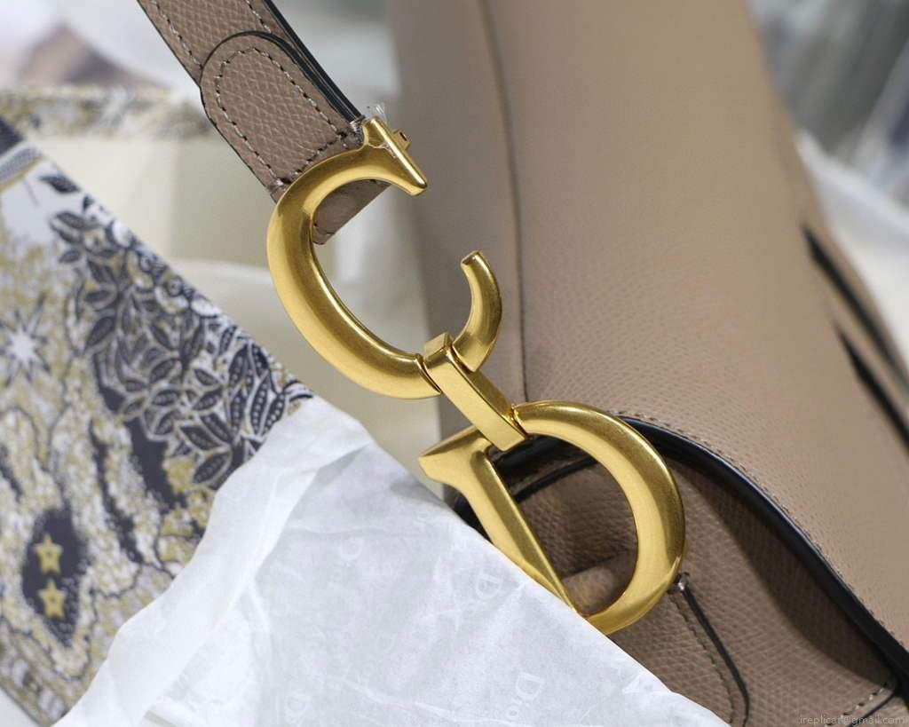 Dior M0446 Dior Saddle Bag Grey Grained Calfskin