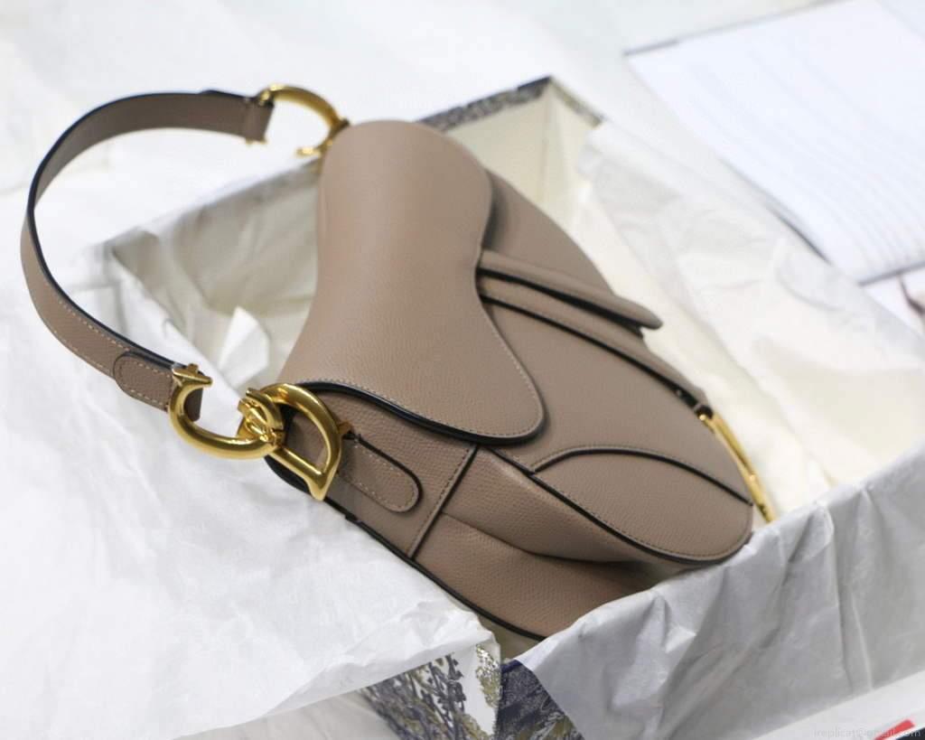 Dior M0446 Dior Saddle Bag Grey Grained Calfskin