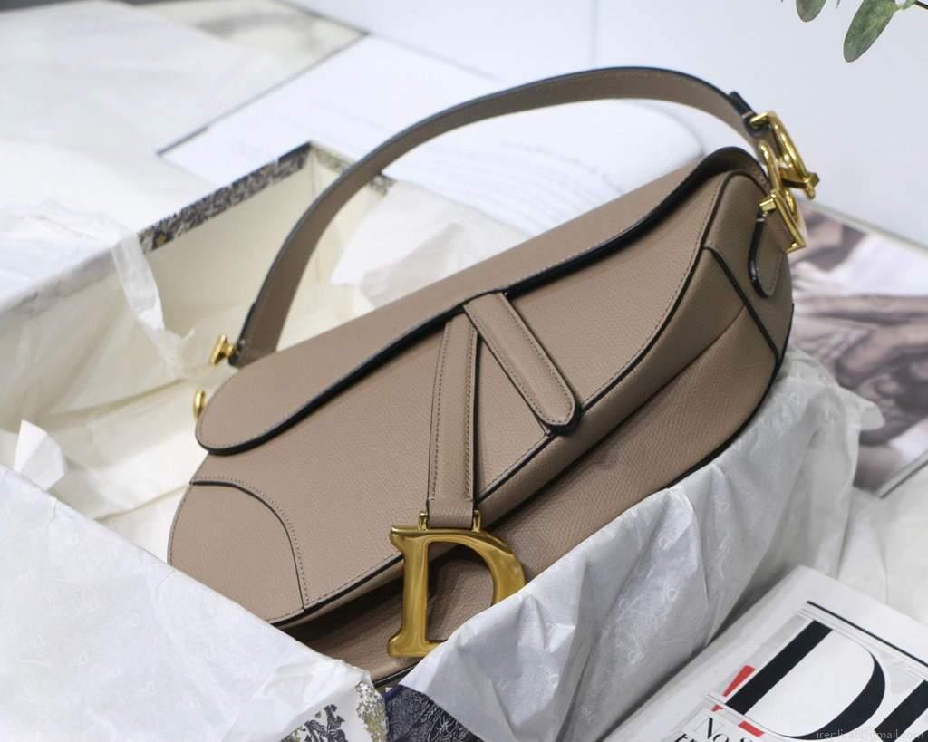 Dior M0446 Dior Saddle Bag Grey Grained Calfskin