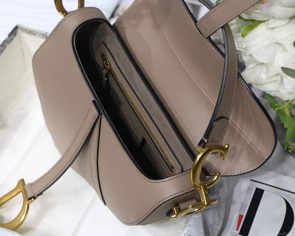 Dior M0446 Dior Saddle Bag Grey Grained Calfskin