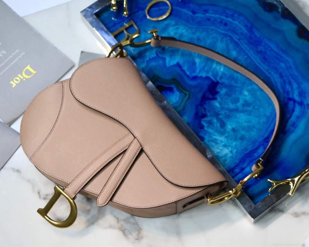 Dior M0446 Dior Saddle Bag Light Pink Grained Calfskin