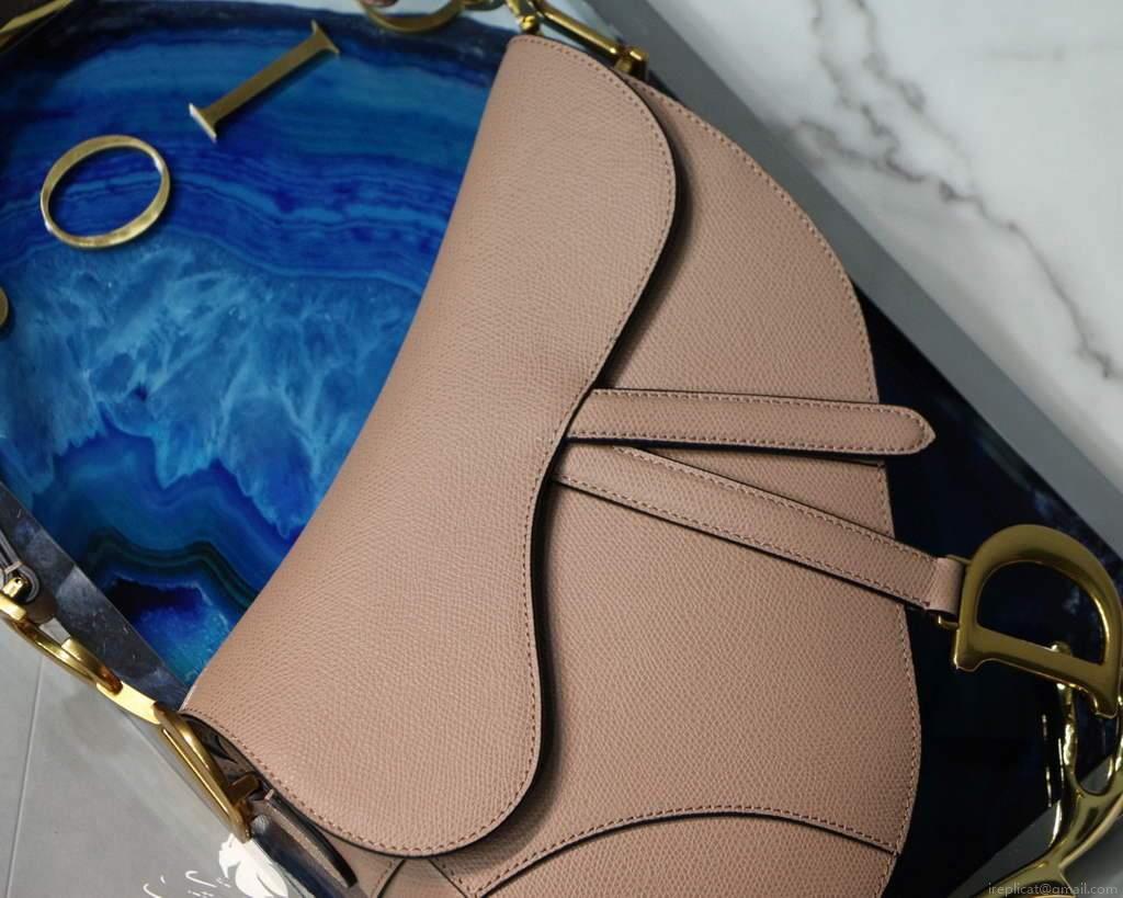 Dior M0446 Dior Saddle Bag Light Pink Grained Calfskin