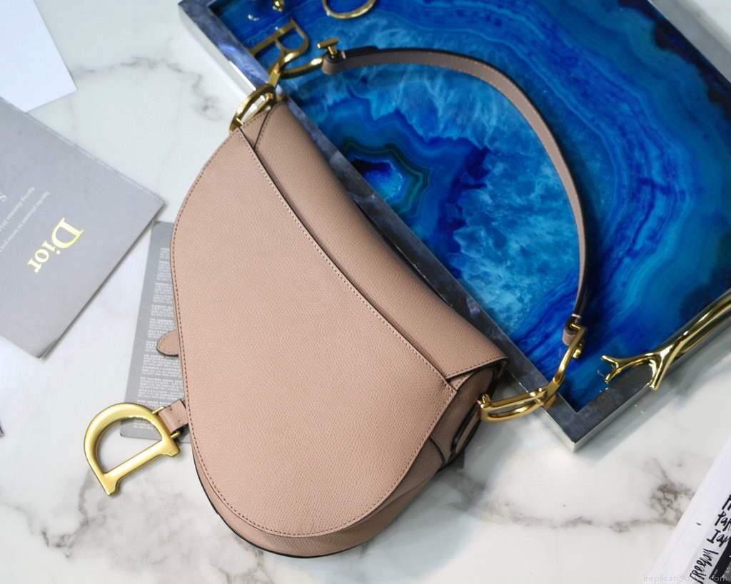 Dior M0446 Dior Saddle Bag Light Pink Grained Calfskin