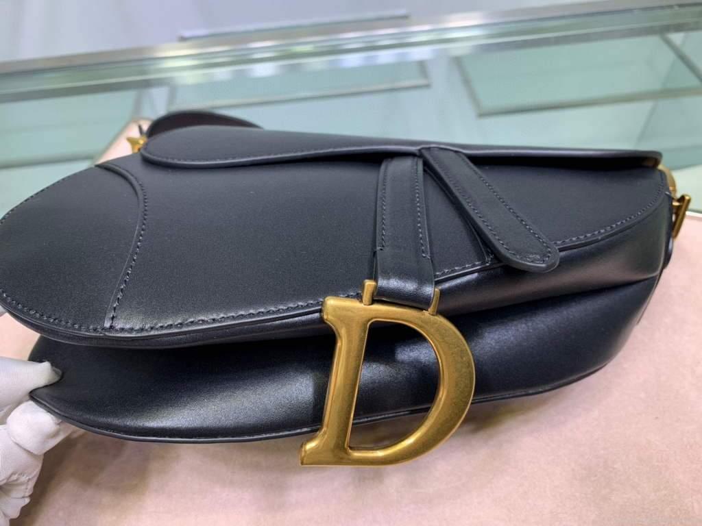 Dior M0446 Dior Saddle Bag M0447 Black Goatskin Gold Hardware