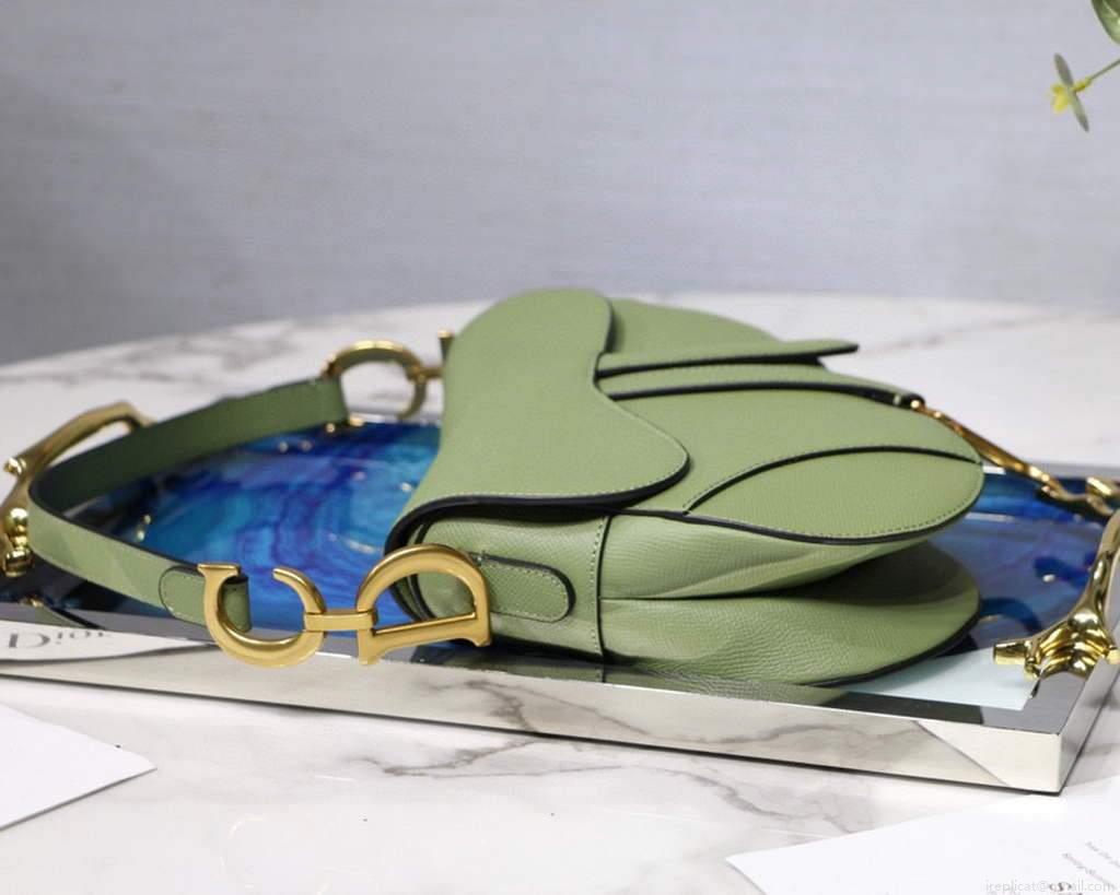 Dior M0446 Dior Saddle Bag M0447 Light Green Grained Calfskin