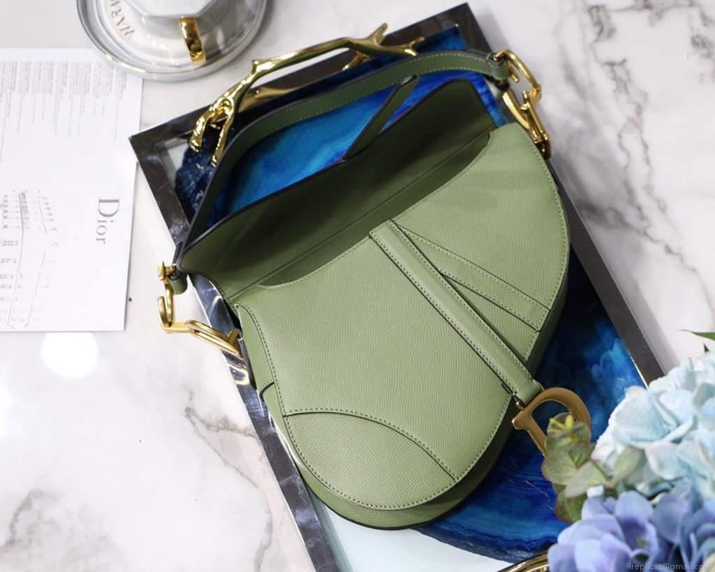 Dior M0446 Dior Saddle Bag M0447 Light Green Grained Calfskin