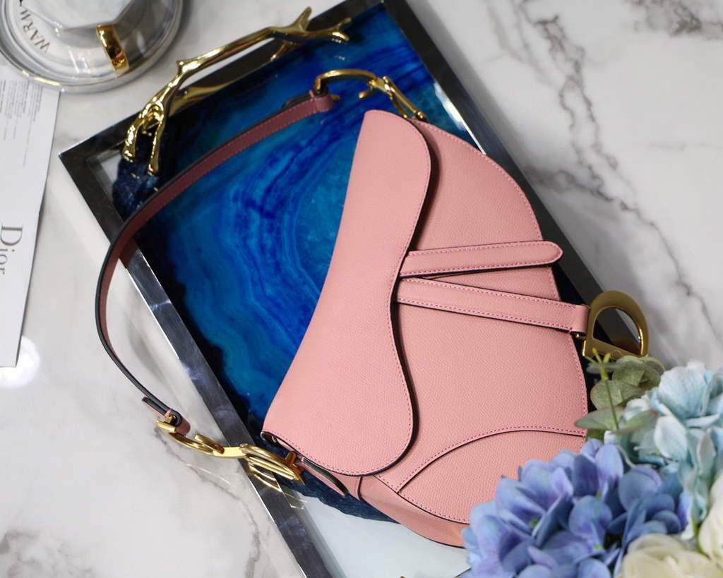 Dior M0446 Dior Saddle Bag M0447 Pink Grained Calfskin