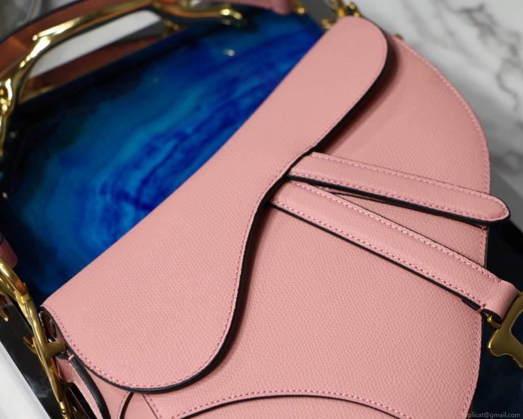 Dior M0446 Dior Saddle Bag M0447 Pink Grained Calfskin