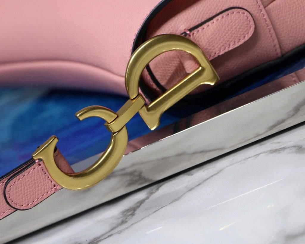 Dior M0446 Dior Saddle Bag M0447 Pink Grained Calfskin