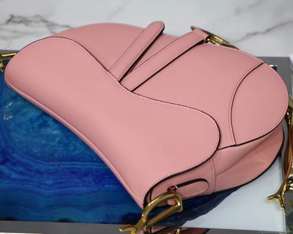 Dior M0446 Dior Saddle Bag M0447 Pink Grained Calfskin