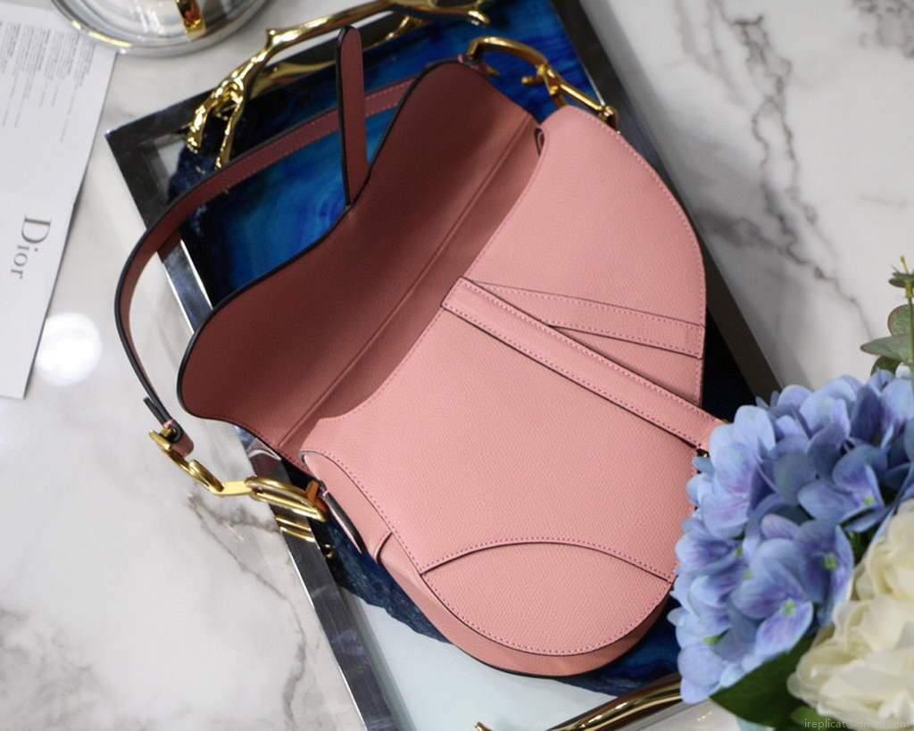 Dior M0446 Dior Saddle Bag M0447 Pink Grained Calfskin
