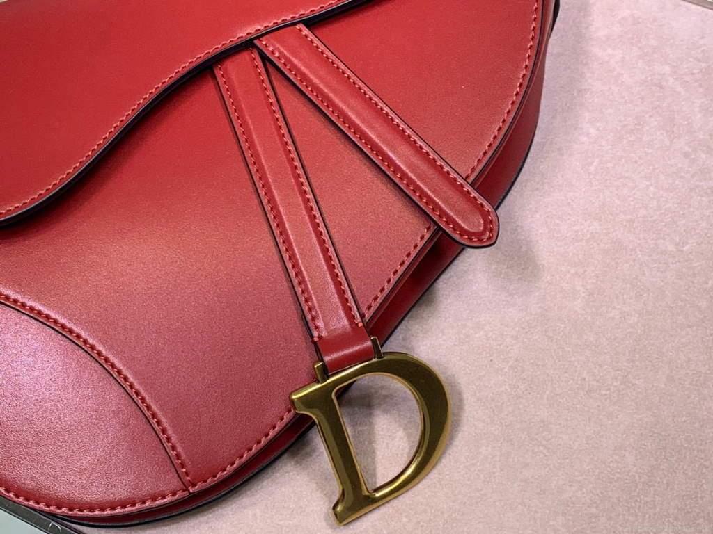 Dior M0446 Dior Saddle Bag M0447 Red Goatskin Gold Hardware