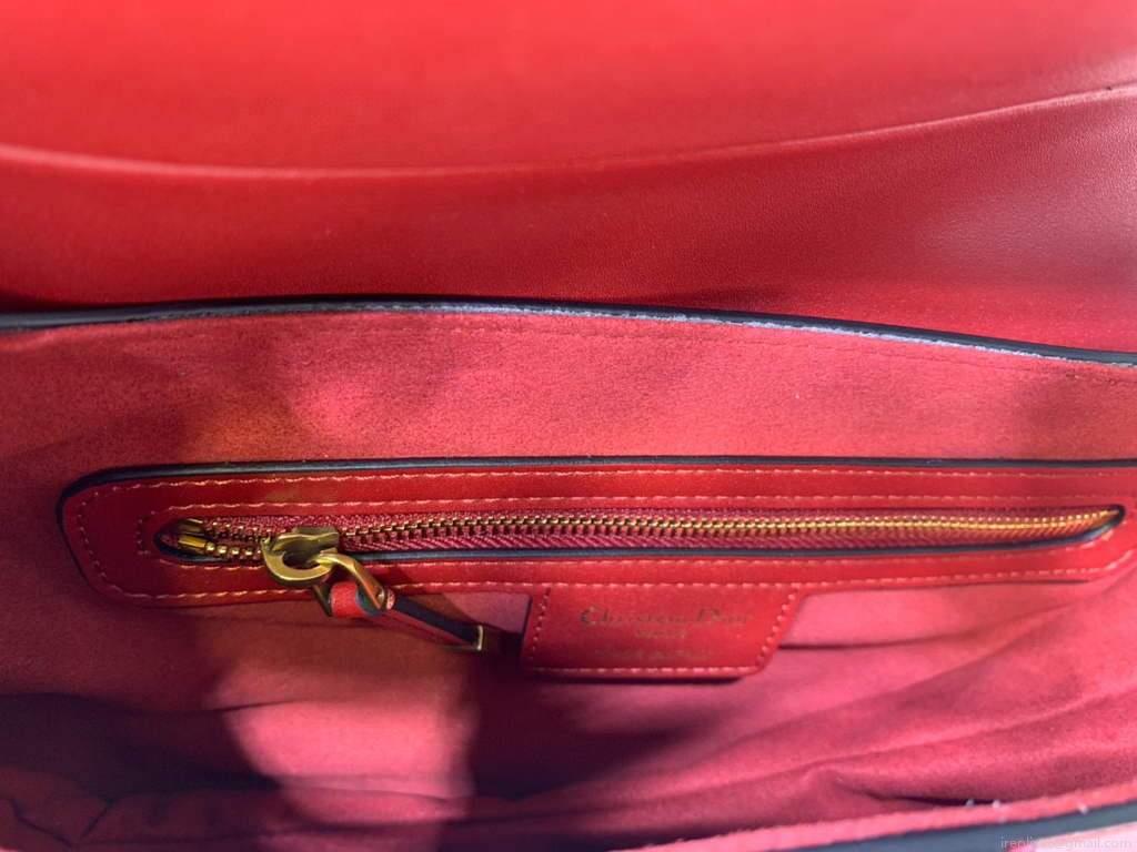 Dior M0446 Dior Saddle Bag M0447 Red Goatskin Gold Hardware