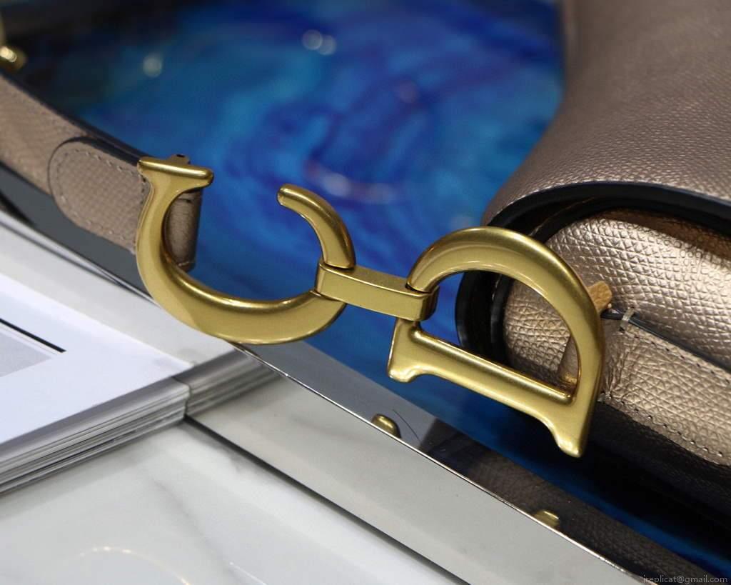 Dior M0446 Dior Saddle Bag M0447 Silvry Grey Grained Calfskin
