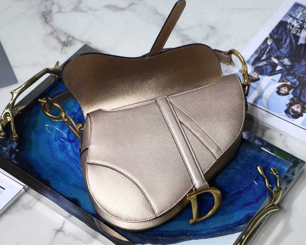 Dior M0446 Dior Saddle Bag M0447 Silvry Grey Grained Calfskin