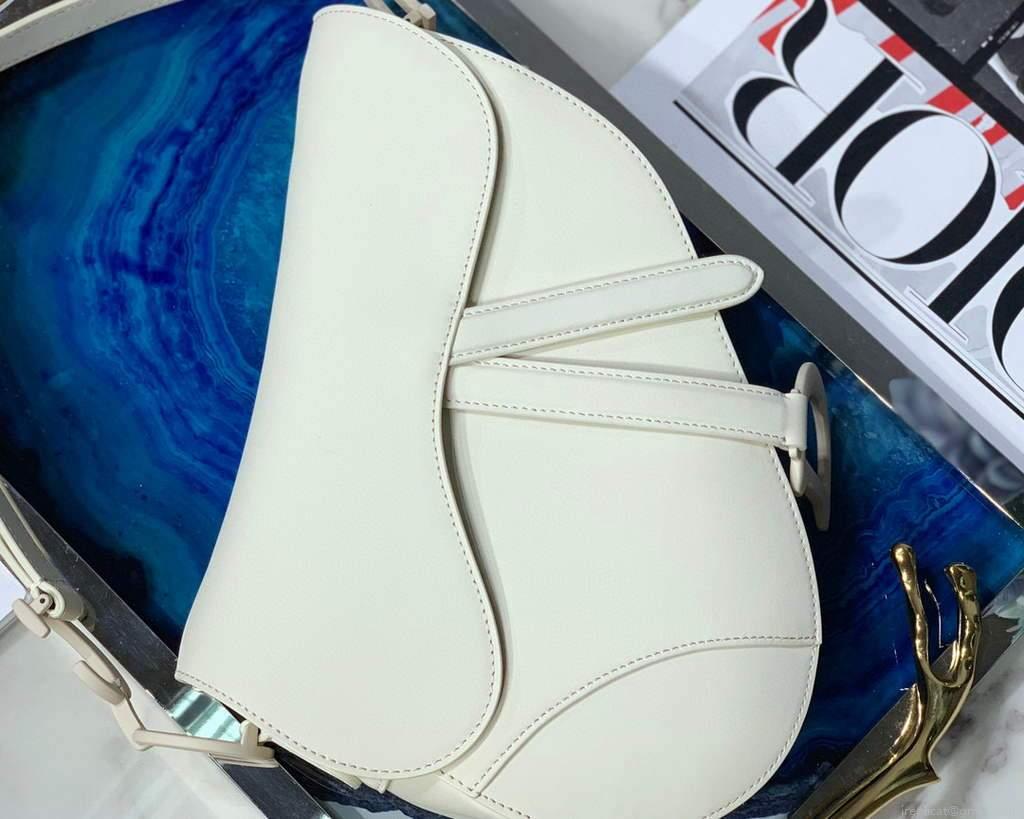Dior M0446 Dior Saddle Bag M0447 White Ultramatte Calfskin