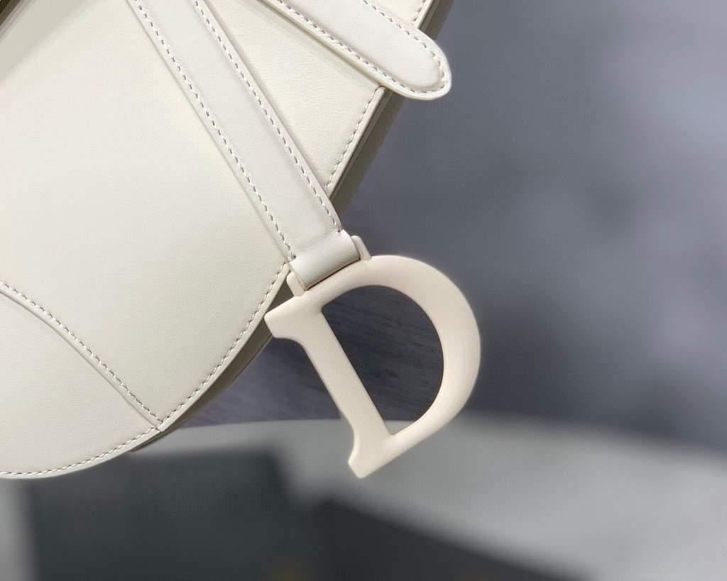 Dior M0446 Dior Saddle Bag M0447 White Ultramatte Calfskin