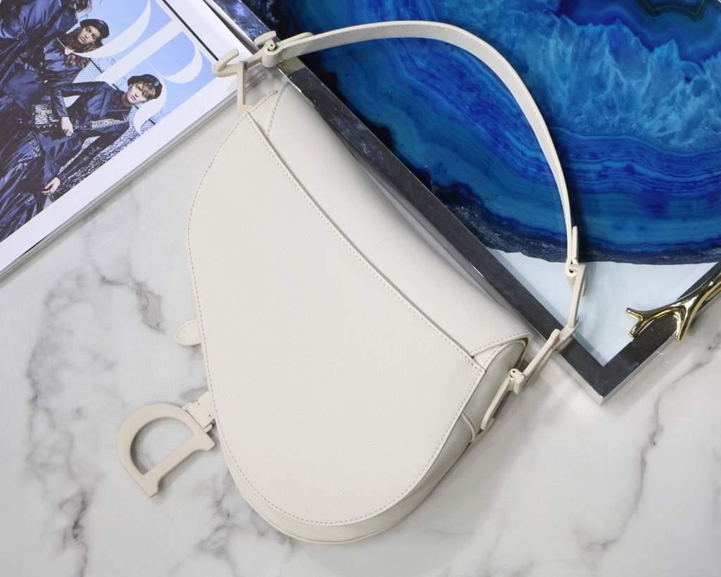 Dior M0446 Dior Saddle Bag M0447 White Ultramatte Calfskin
