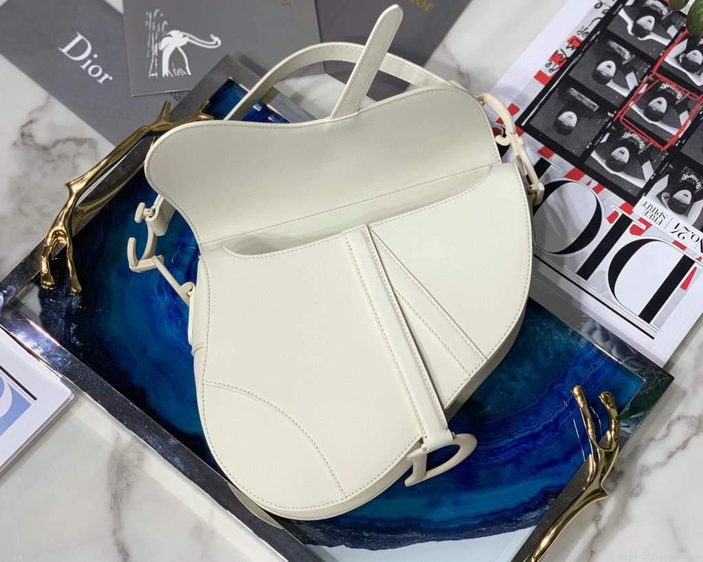 Dior M0446 Dior Saddle Bag M0447 White Ultramatte Calfskin