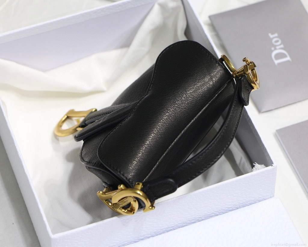 Dior M6008 Bag Saddle Super Mini Bag Cowhide Leather Black