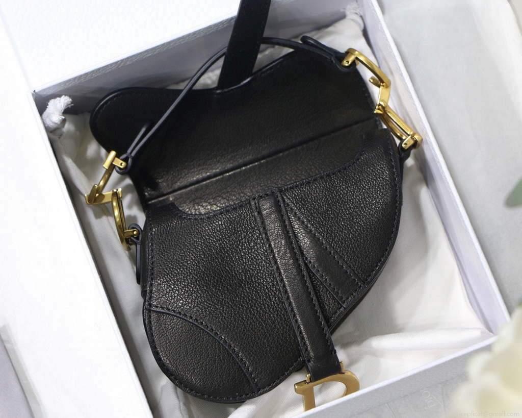 Dior M6008 Bag Saddle Super Mini Bag Cowhide Leather Black
