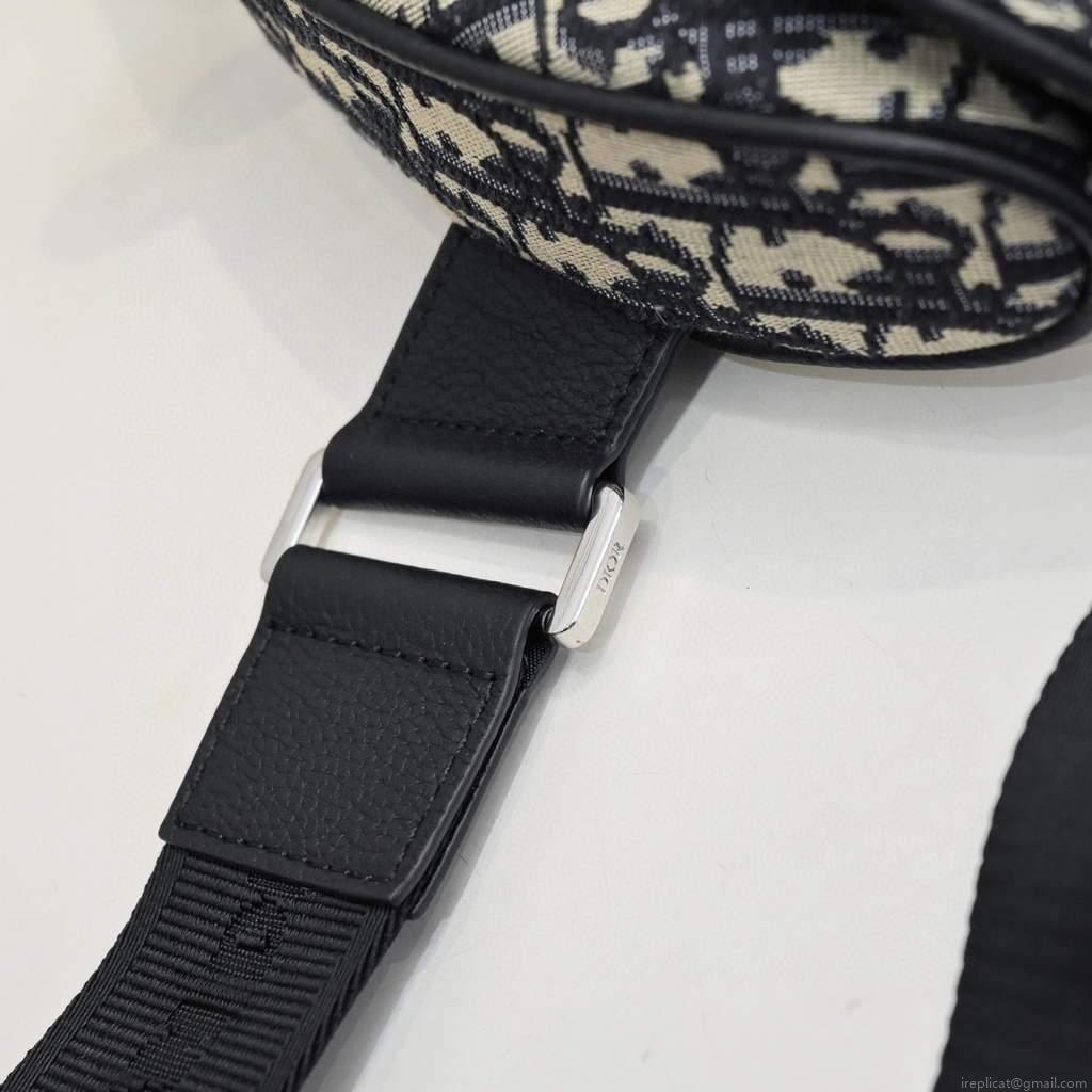 Dior 1ADPO093 Saddle Men Bag Dior Oblique Jacquard Beige and Black