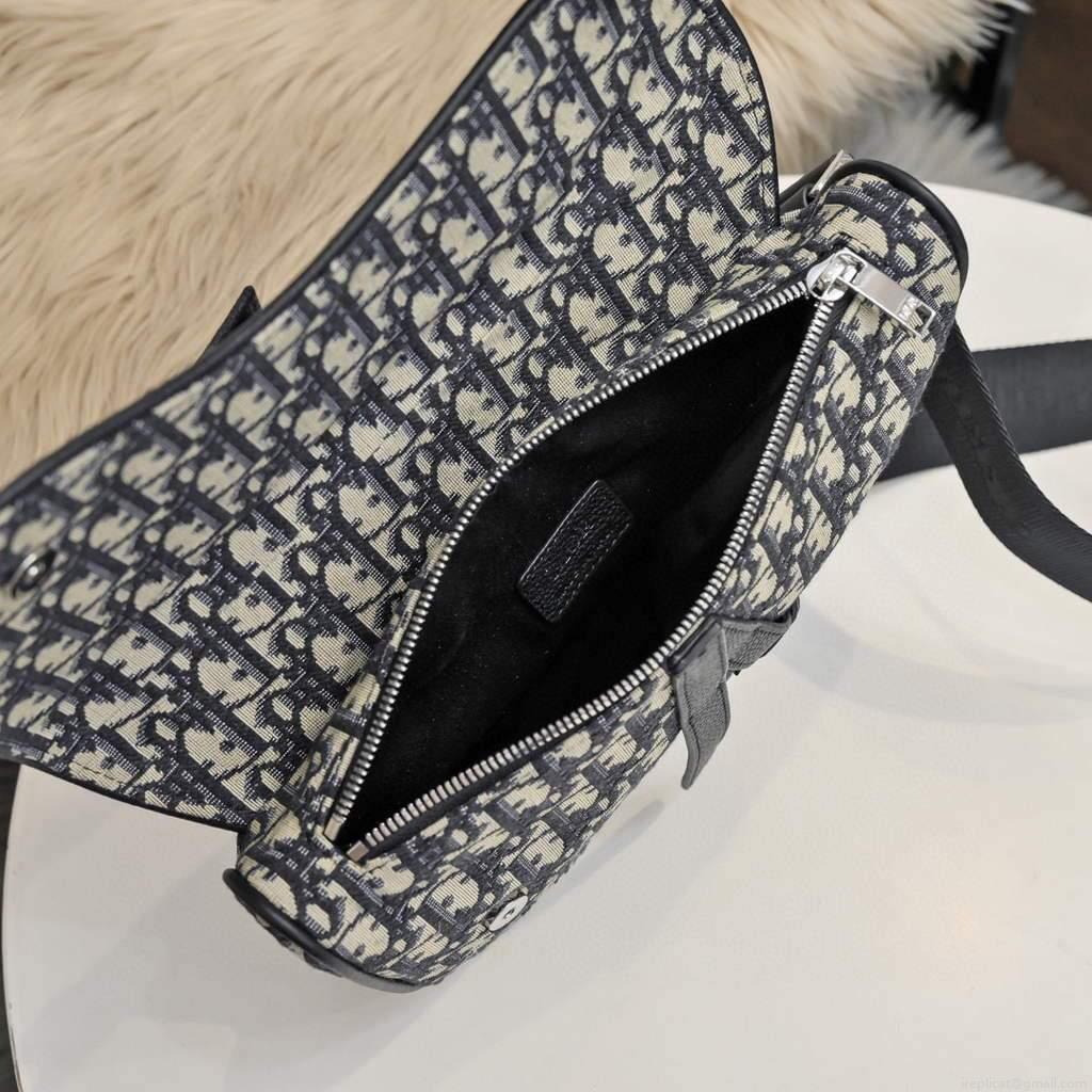 Dior 1ADPO093 Saddle Men Bag Dior Oblique Jacquard Beige and Black