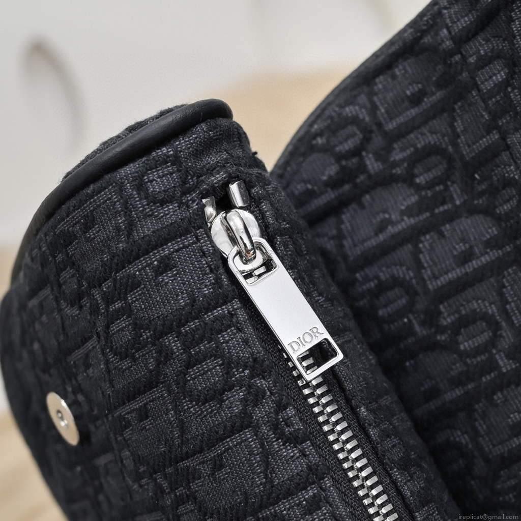 Dior 1ADPO093 Saddle Men Bag Dior Oblique Jacquard Black