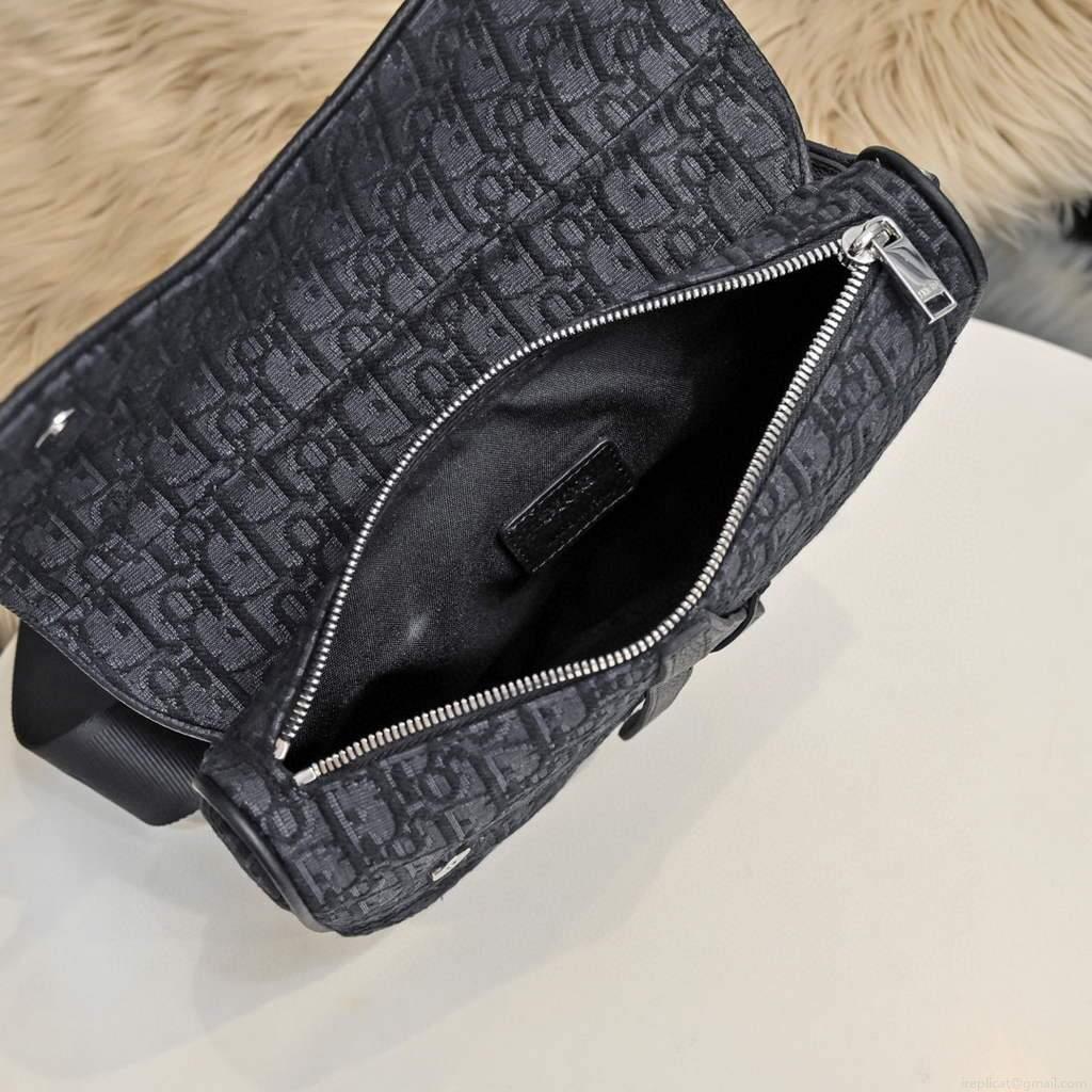 Dior 1ADPO093 Saddle Men Bag Dior Oblique Jacquard Black