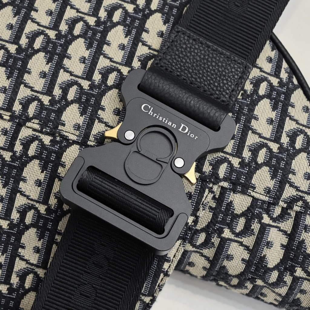 Dior 1ADPO093 Saddle Men Bag Dior Oblique Jacquard Black With Beige