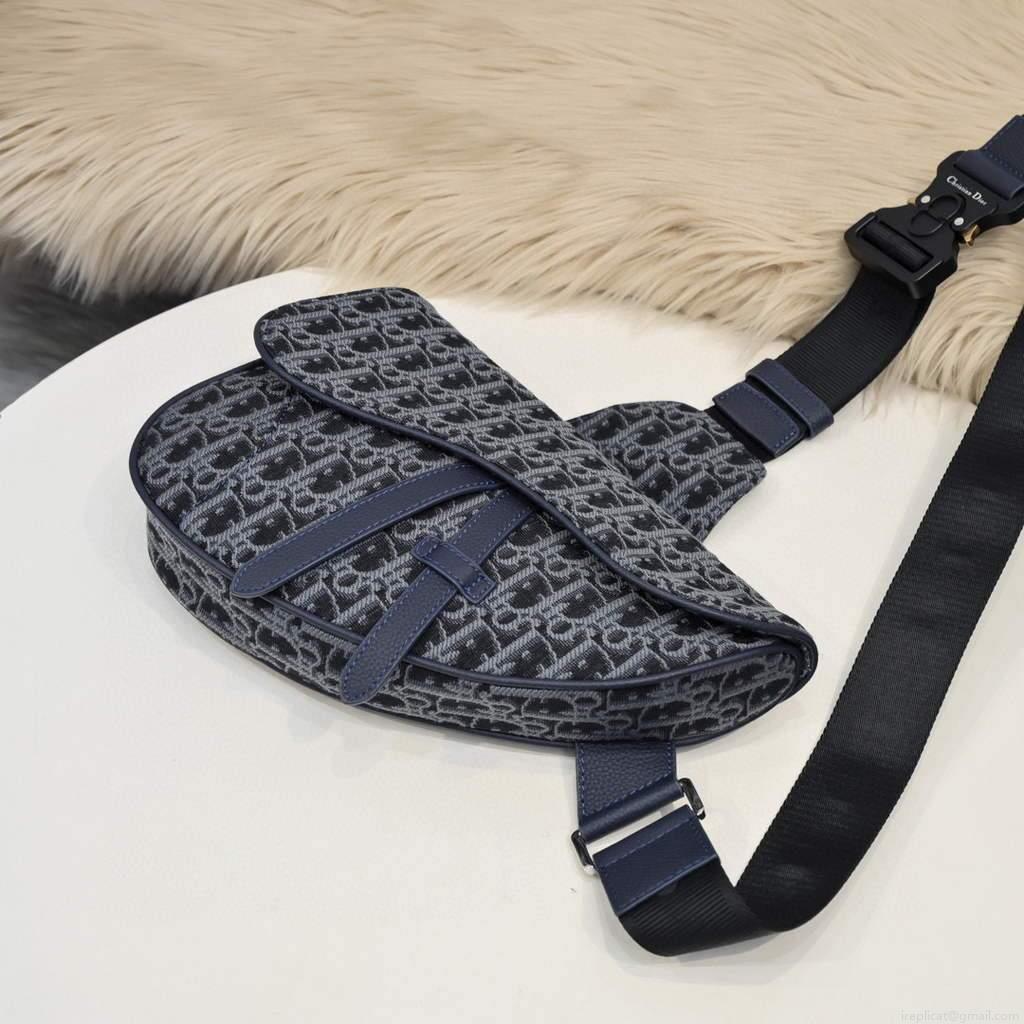 Dior 1ADPO093 Saddle Men Bag Dior Oblique Jacquard Blue