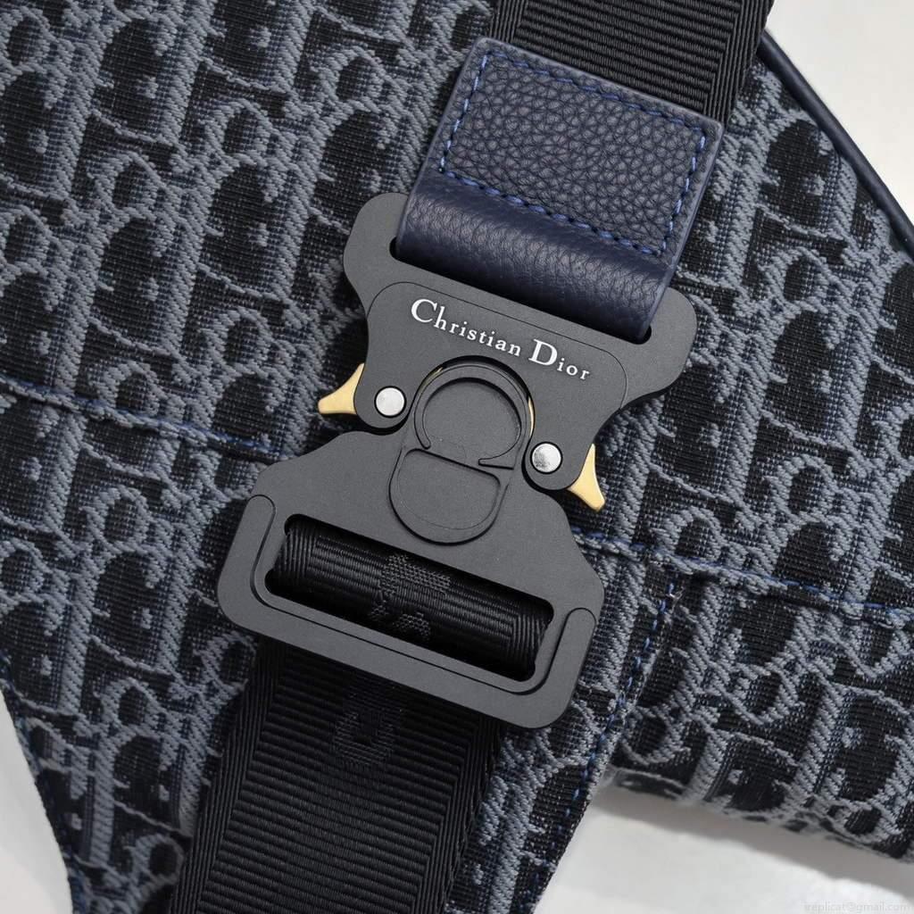 Dior 1ADPO093 Saddle Men Bag Dior Oblique Jacquard Blue