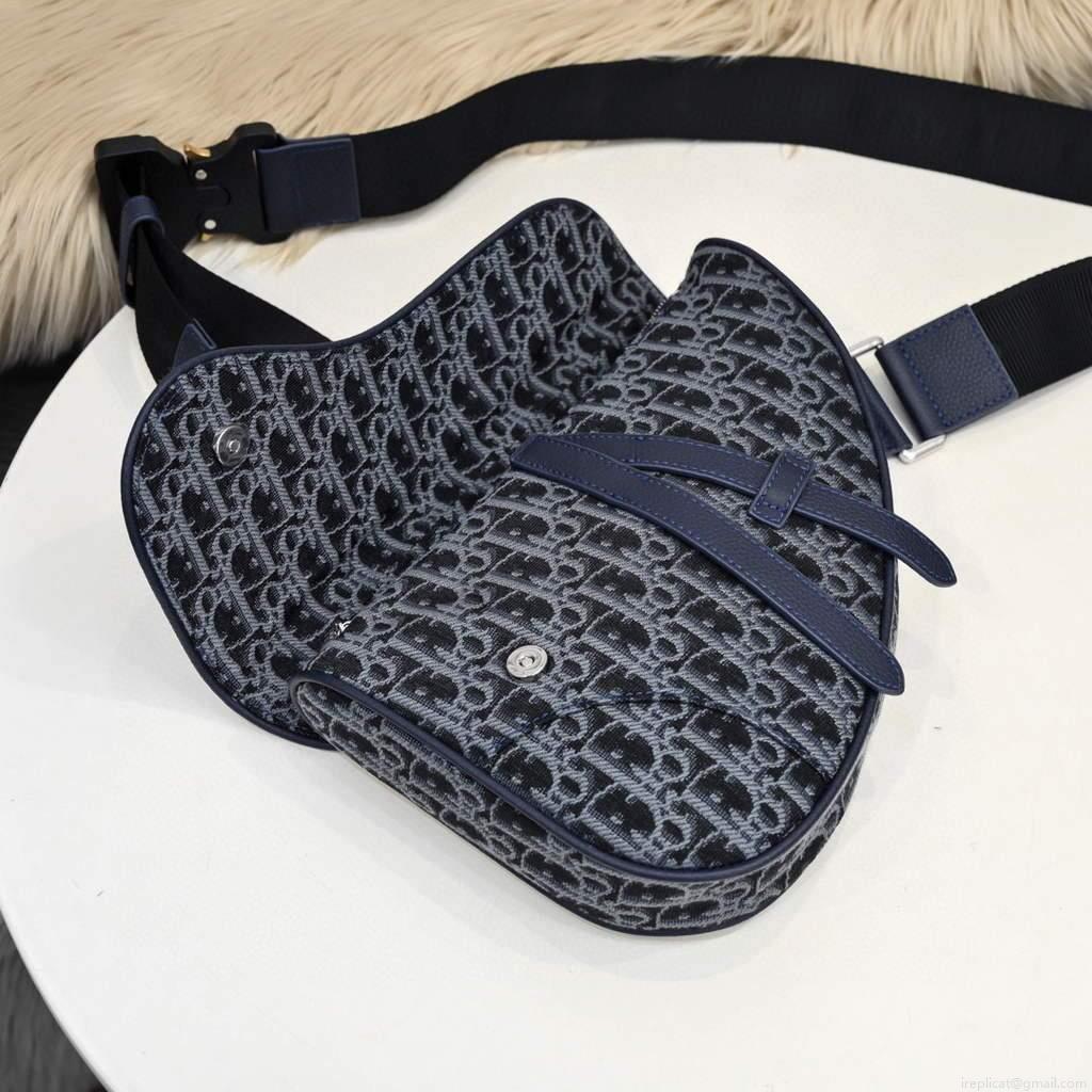 Dior 1ADPO093 Saddle Men Bag Dior Oblique Jacquard Blue
