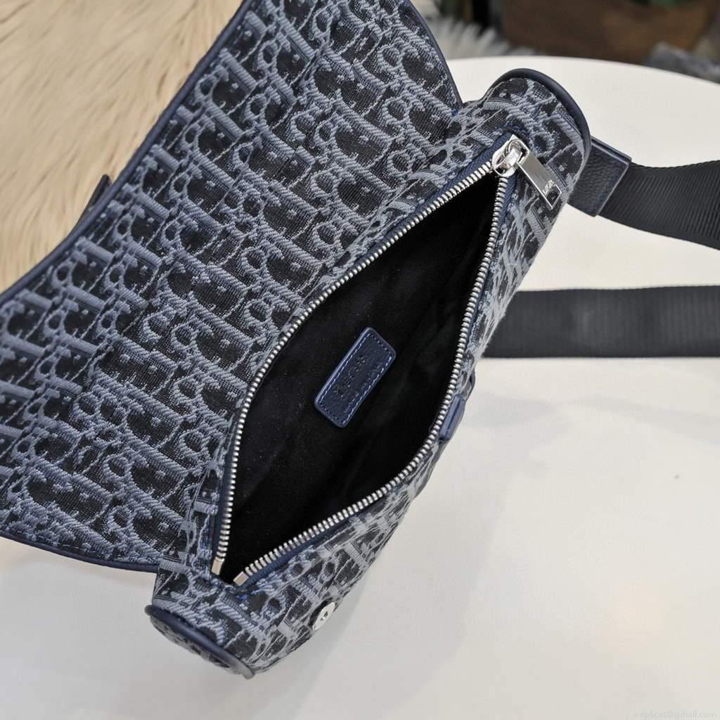 Dior 1ADPO093 Saddle Men Bag Dior Oblique Jacquard Blue