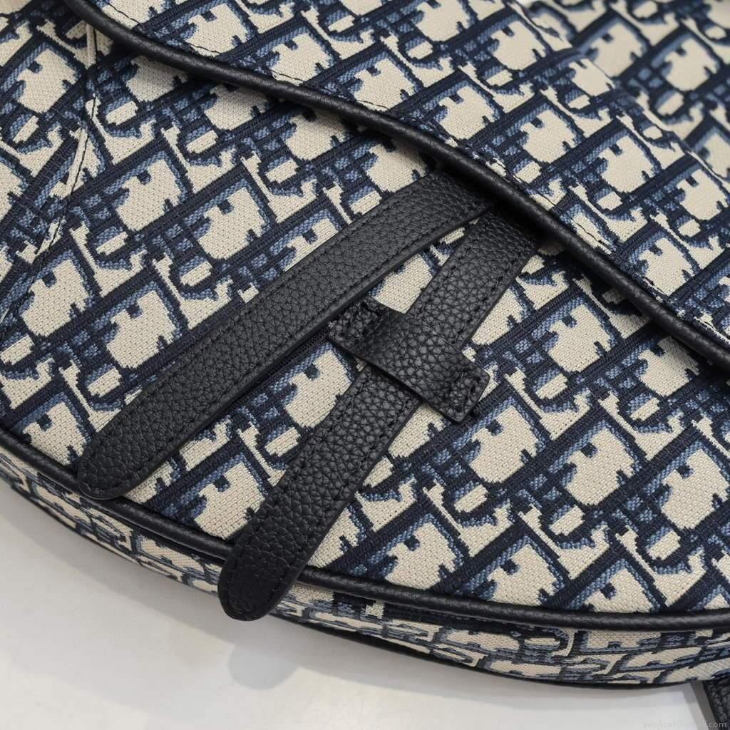 Dior 1ADPO093 Saddle Men Bag Dior Oblique Jacquard Navy Blue