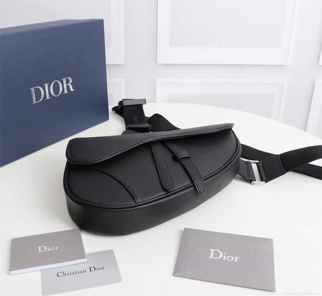 Dior 1ADPO093 Saddle Men Bag Grained Calfskin Black