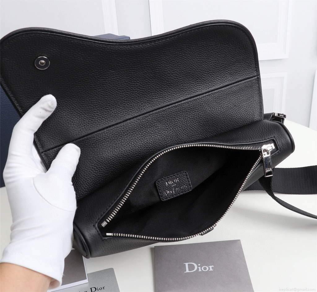 Dior 1ADPO093 Saddle Men Bag Grained Calfskin Black