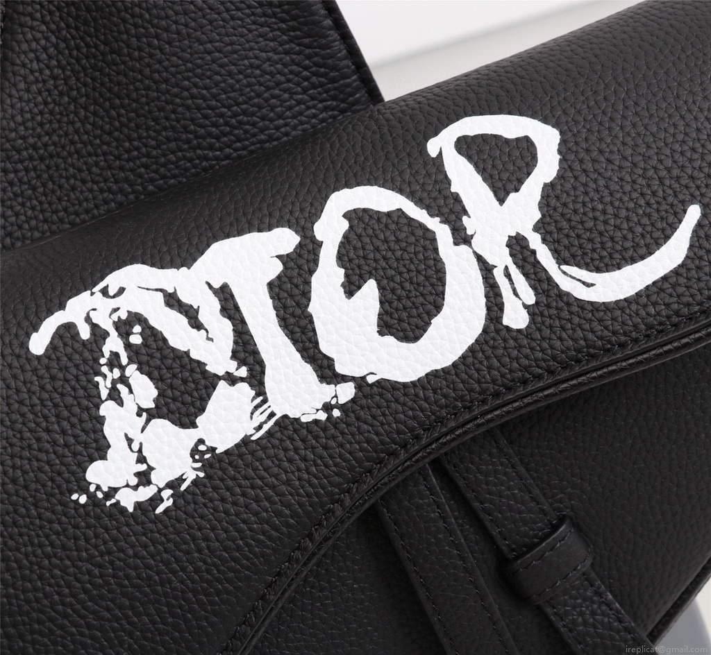 Dior 1ADPO093 Saddle Men Bag Grained Calfskin Black